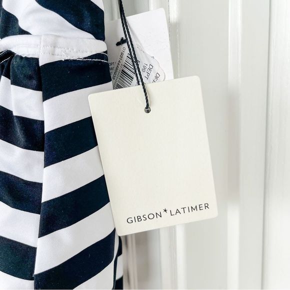 Gibson Latimer XS Bodysuit One Piece Bathing Suit Black White Front Opening Bow - Picture 8 of 10